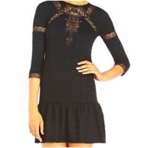 The Kooples black mini Knit dress Size XS Jacquard‎ Peplum